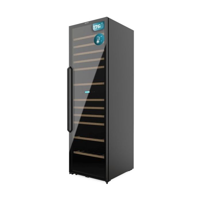 Cecotec Bolero GrandSommelier Duo 176000 Black Vinoteca para 176 Botellas - Luz LED - Temperatura Regulable - Doble Zona - Pantalla LED - Compresor Integrado - 195.5x59.5x70.5cm - Color Negro