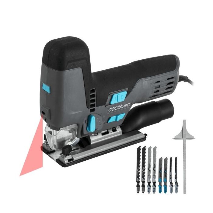 Cecotec Sierra de Calar MultiCut 8500 Vision Sierra de Calar - 800W - Accesorios Incluidos - Cable 2m - Luz LED - Guia Laser - Mandril sin Llave - Tubo de Recogida de Polvo - Color Gris Oscuro