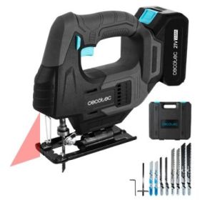 Cecotec Sierra de Calar MultiCut 500 Vision Liberty Sierra de Calar Inalambrica - Bateria 21V 2Ah - Accesorios Incluidos - Luz LED - Guia Laser - Mandril sin Llave - Maletin - Color Gris Oscuro