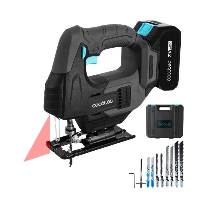 Cecotec Sierra de Calar MultiCut 500 Vision Liberty Sierra de Calar Inalambrica - Bateria 21V 2Ah - Accesorios Incluidos - Luz LED - Guia Laser - Mandril sin Llave - Maletin - Color Gris Oscuro