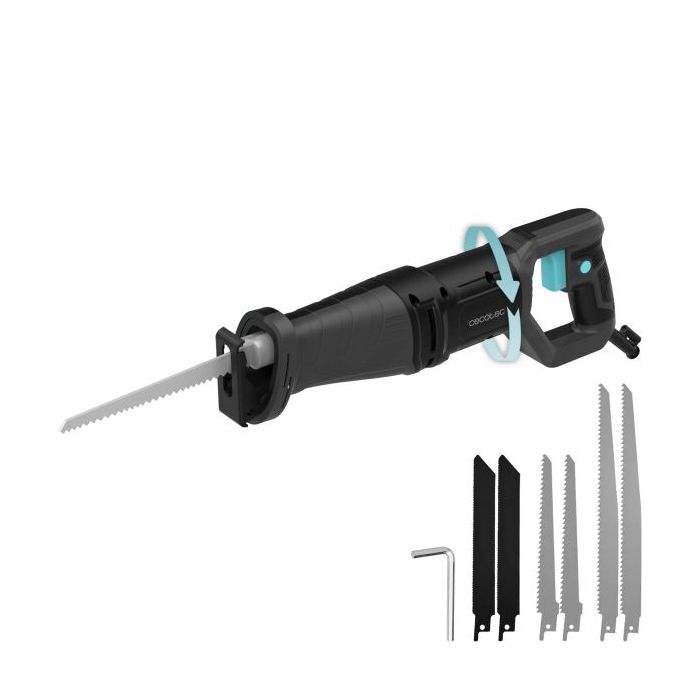 Cecotec Sierra de Sable LongFlex 710 Pro Sierra de Sable - 710W - Corte de 115mm - Recorido 20mm - Incluye 6 Cuchillas - Mango Rotatorio - Color Negro y Azul