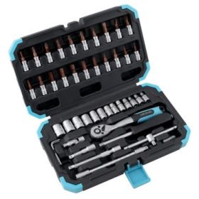 Cecotec ToolBox KRK 2200 Juego de Herramientas - 46 Piezas - Incluye Accesorios - Color Negro