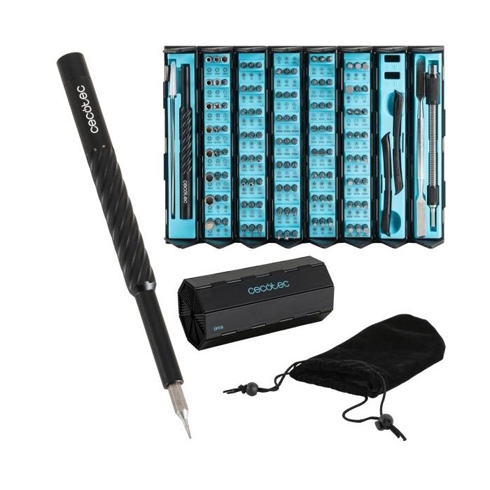 Cecotec PrecissionGyro 300 Infinity Destornillador de Precision - 128 Piezas - Incluye Accesorios - Estuche Plegable con Magnetizador - Color Negro