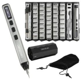 Cecotec Destornillador PrecissionGyro 5000 Infinity Auto Atornillador Inalambrico - 128 Piezas - Incluye Accesorios - Estuche de Plastico Plegable - Magnetizador - Color Plata