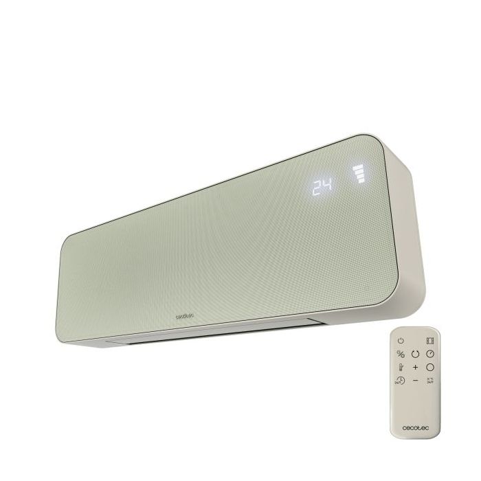Cecotec ReadyWarm 3000 Textile Calefactor de Pared - 2000W - Pantalla LED - Incluye Accesorios - Temporizador - Apagado Automatico - Cobertura hasta 20m2 - Mando a Distancia - Color Menta