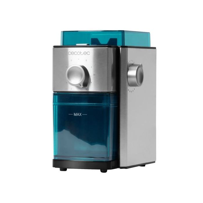 Cecotec SteelMill 2000 Adjust max Molinillo de Cafe Electrico - 150W - Capacidad 250g - Acero Inoxidable - Apto para Lavavajillas - 17 Niveles de Molienda - Color Acero