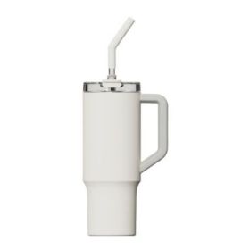 Xiaomi Straw Mug Termo 1L con Pajita - Acero Inoxidable 316L - Aislamiento Termico - Tapon Hermetico Antifugas - Tapa Tritan Transparente - Asa Ergonomica - Boca Ancha 90 mm - Color Blanco