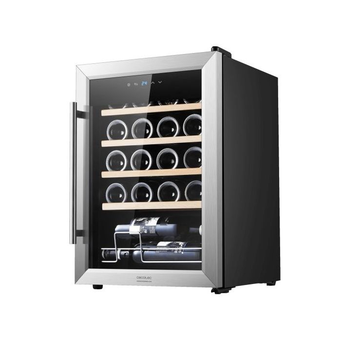 Cecotec Bolero GrandSommelier 2050 Inox Compressor Vinoteca para 20 Botellas - Silencioso 39dB - Temperatura Regulable - Compresor de Enfriamiento - Control Tactil - Color Acero