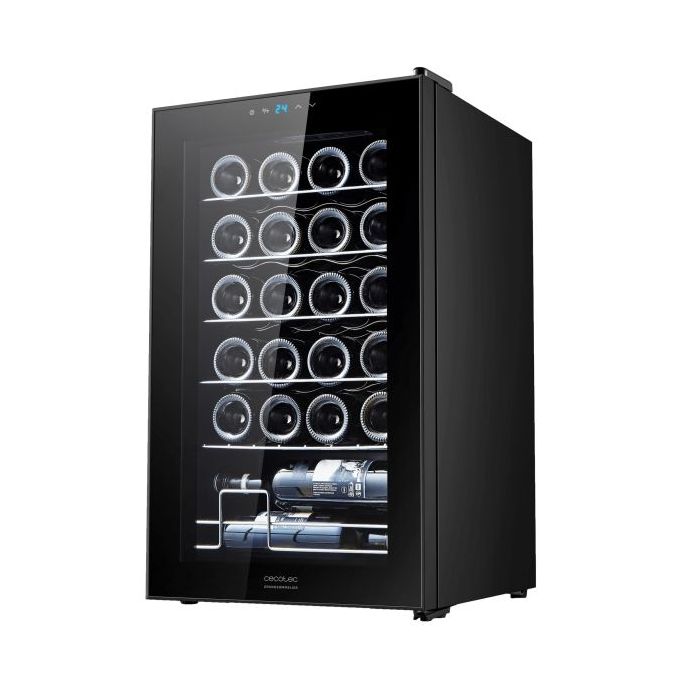 Cecotec Bolero GrandSommelier 2450 Black Compressor Vinoteca para 24 Botellas - Silencioso 45dB - Temperatura Regulable - Compresor de Enfriamiento - Control Tactil - Color Negro