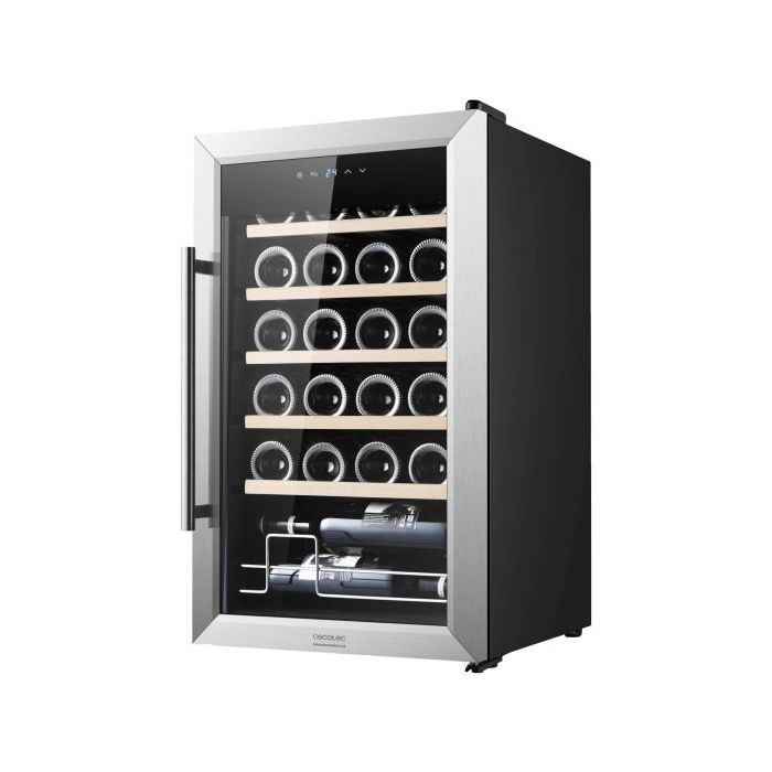 Cecotec Bolero GrandSommelier 2450 Inox Compressor Vinoteca para 24 Botellas - Silencioso 45dB - Temperatura Regulable - Compresor de Enfriamiento - Control Tactil - Color Acero