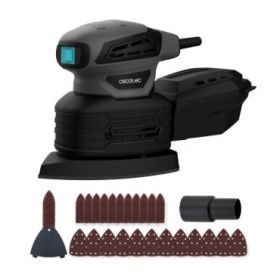 Cecotec PerfectSurface 180 Delta Lijadora Orbital - 180W - 28.000 Vibraciones por Minuto - Cable 3m - Incluye Accesorios - Conector para Aspiradora - Deposito de Polvo - Color Gris Oscuro