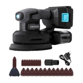 Cecotec PerfectSurface 2120 Delta Lijadora Orbital Inalambrica - Bateria 2.000mAh - 28.000 Vibraciones por Minuto - Incluye Accesorios - Conector para Aspiradora - Deposito de Polvo - Color Gris Oscuro