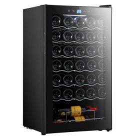 Cecotec Bolero GrandSommelier 34030 Black Compressor Vinoteca 34 Botellas - Capacidad 80L - Silencioso 41dB - Luz LED - Pantalla LED - Temperatura Regulable - Compresor de Enfriamiento - Color Negro