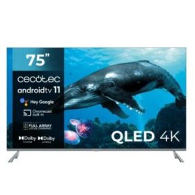 Cecotec V3+ Series VQU30075+ Smart TV de 75" QLED 4K UHD HDR - 120Hz - USB PVR - Procesador Cortex A55 - Sonido Dolby - WiFi - Android TV 11 - HDMI 2.1 - Chromecast - Bluetooth - Vesa - Color Negro