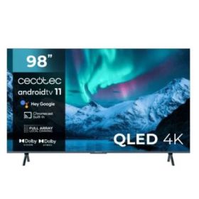 Cecotec V3+ Series VQU30098+ Smart TV de 98" QLED 4K UHD HDR - 120Hz - USB PVR - Procesador Cortex A55 - Sonido Dolby - WiFi - Android TV 11 - HDMI 2.1 - Chromecast - Bluetooth - Vesa - Color Negro