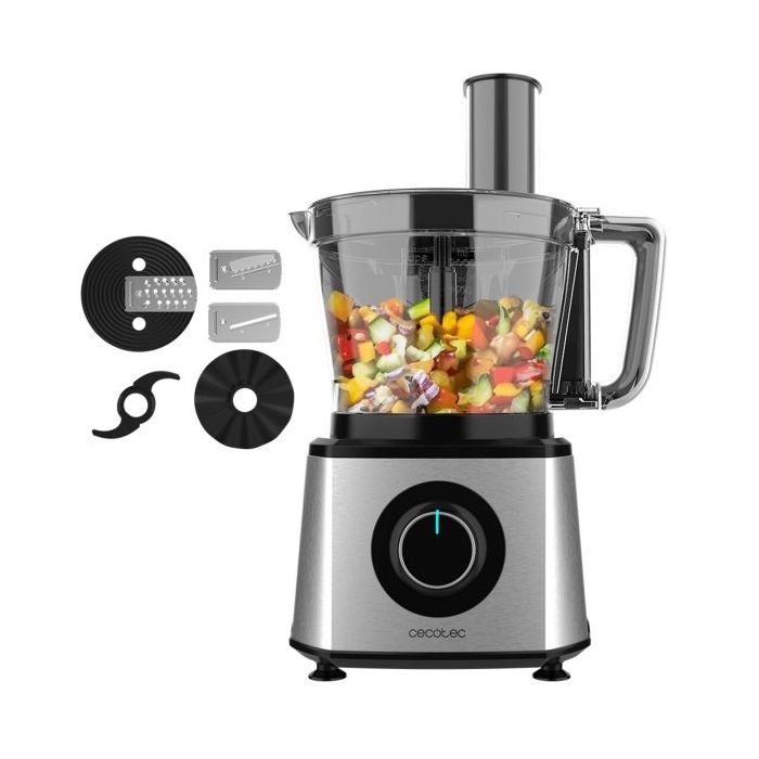 Cecotec Paprika 2000 Procesador de Alimentos - 2000W - Varias Velocidades - Incluye Accesorios - Acero Inoxidable - Color Negro y Plata