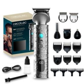 Cecotec PrecisionCare Samurai Profiling Afeitadora Recortadora 6 en 1 con Base - Autonomia 170min - Incluye Accesorios - Cuchillas Acero Inoxidable - Cabezales Incluidos - Incluye Peines Guia - Color Gris