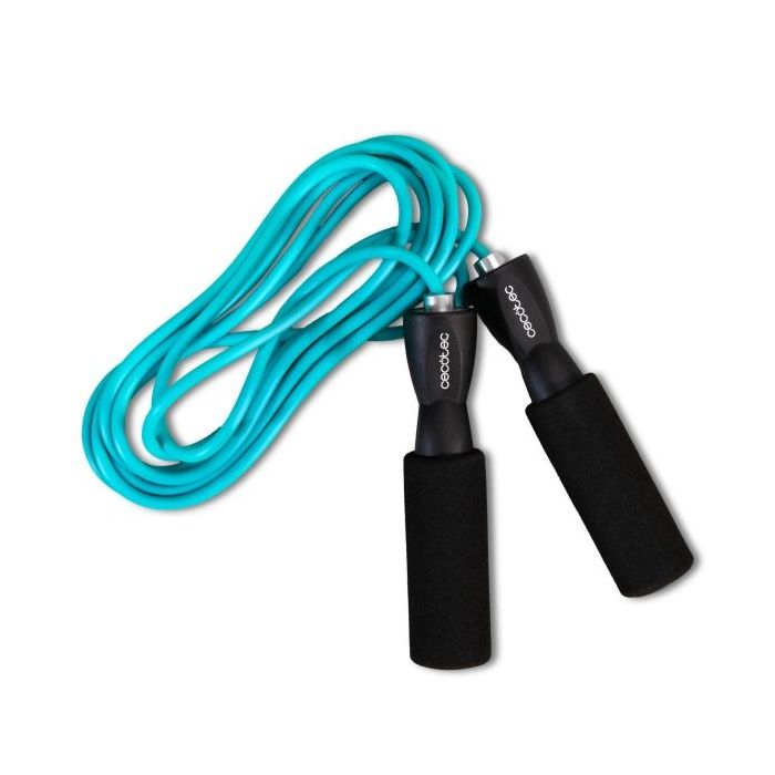Cecotec DrumFit Jump Rope Comba de PVC - Agarre con Espuma Antideslizante - 295cm de Largo - Color Negro y Azul