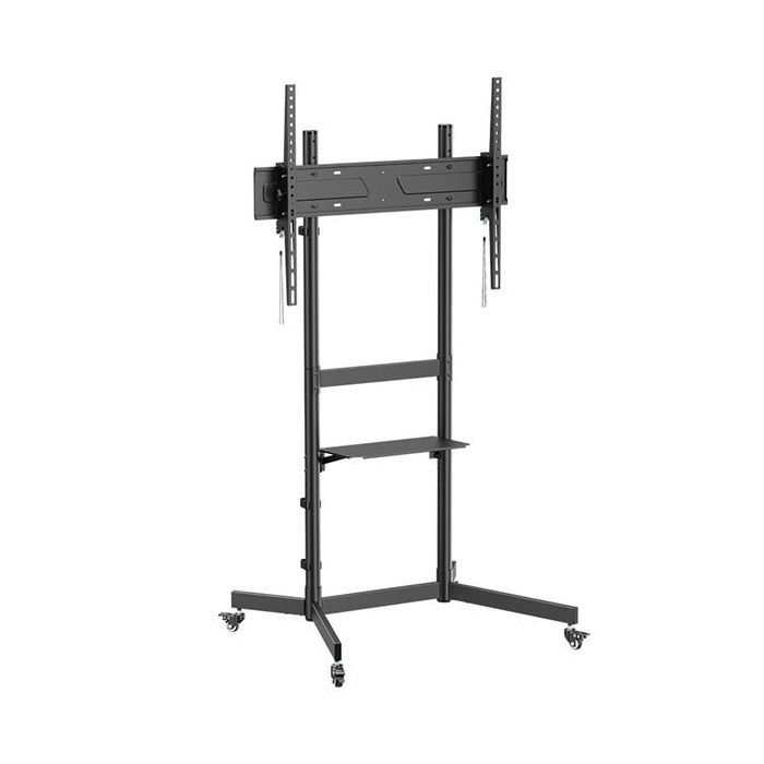 Cromad Soporte de Suelo con Ruedas para TV 55"-100" - Bloqueo de Ruedas - Bandeja Multiusos - Peso Max 70Kg - VESA 800X600mm