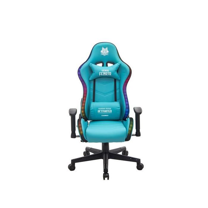 Cromad Serie Fenrir Silla Gaming RGB - Estructura Robusta - Piel Sintetica de Alta Calidad - Altura Regulable con Piston de Gas Clase 2 - Respaldo Reclinable - Cojin Lumbar y Cervical - Reposabrazos Regulables - Color Verde
