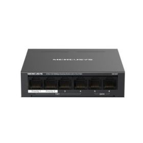 Mercusys MS106P Swtich 6 Puertos RJ45 10/100Mbps - 4 Puertos PoE+ - Color Negro