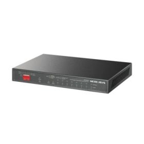 Mercusys MS110GMP Switch 10 Puertos Gigabit RJ45 10/100/1000Mbps - 8 Puertos Gigabit PoE+ y 2 Puertos Gigabit Uplink - Plug & Play - Diseño Metalico - Color Negro