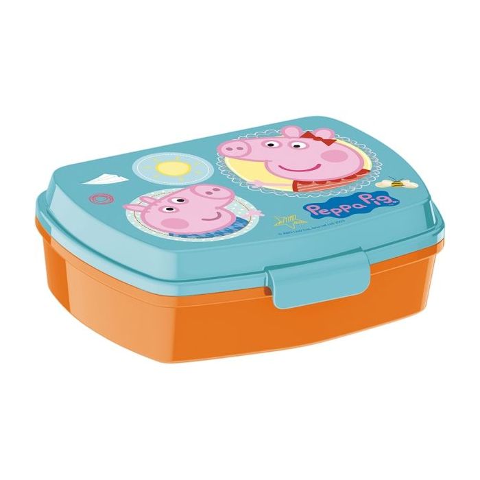 Safta Peppa Pig Having Fun Sandwichera - PVC sin BPA - Cierre Hermetico - 5.6x17x14cm - Color Naranja