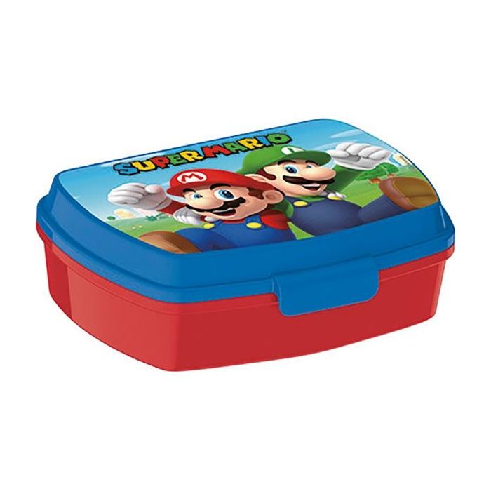 Safta Super Mario Sandwichera - PVC sin BPA - Cierre Hermetico a Presion - Color Rojo y Azul