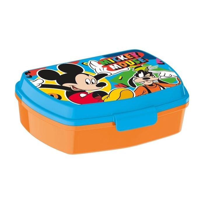 Safta Mickey Mouse Happy Smiles Sandwichera - PVC sin BPA - Cierre Hermetico a Presion - Rectangular - Color Naranja