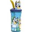 Safta Bluey Vaso con Figura 3D de 360ml - Tapa con Rosca - Cierre Hermetico - Pajita Interior - Color Azul