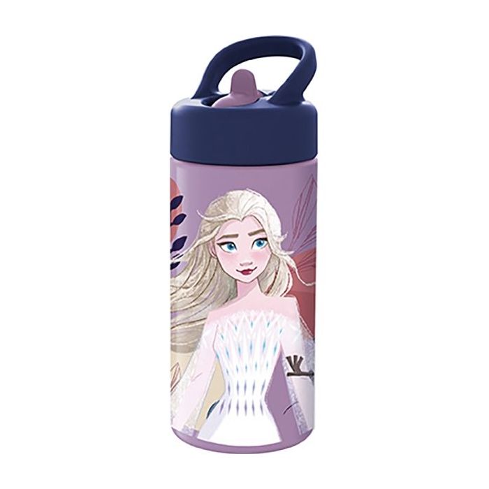 Safta Frozen Believe Botella de 410ml - PVC sin BPA - Tapon Antigoteo con Pajita - Color Morado