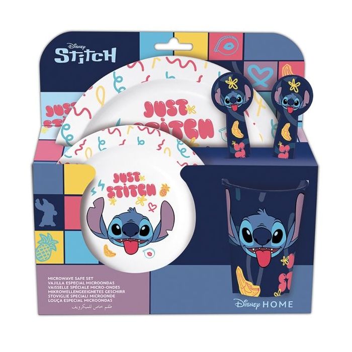 Safta Stitch Sweet Set de Menaje Infantil - PVC sin BPA - 245x55x240mm - Multicolor