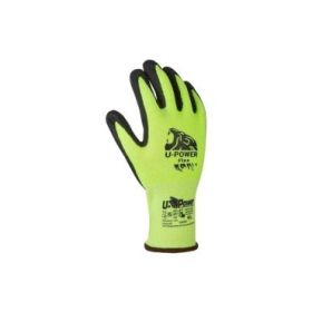 Upower Flex Guantes de Trabajo con Destreza y Flexibilidad - Talla 9 - Dorso Elastico Transpirable, Palma Resistente, Compatibles con Pantallas Tactiles - Color Verde Fluorescente
