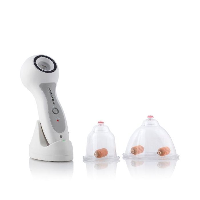 Innovagoods Aparato Anticelulitico de Vacumterapia Pro - Intensidad Regulable - Recargable por USB - Incluye Rodillos de Succion - Uso Diario 5 a 10 Minutos - Color Blanco Gris