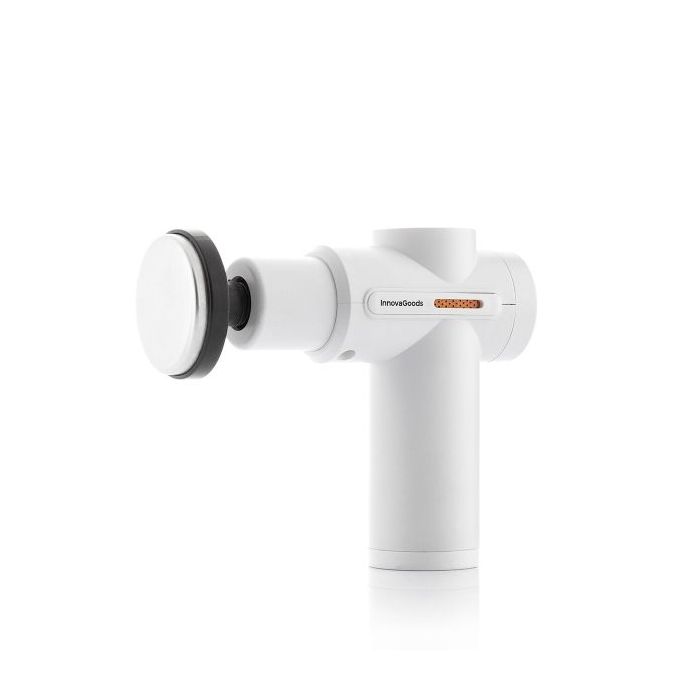 Innovagoods Masajeador Pistola de Masaje Muscular con Calor y Frio - 6 Cabezales Intercambiables - 6 Velocidades - Pantalla LCD - Recargable por USB