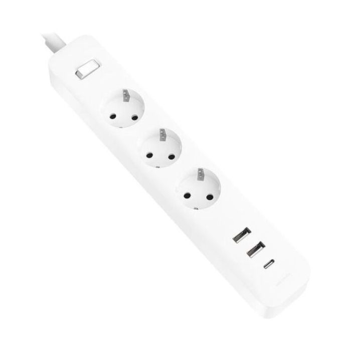 Xiaomi 20W Power Strip Regleta con Interruptor - 3 Tomas Schuko - 2 Puertos USB C 20W + 1 USB A - Carga Rapida 20W - Material Retardante de Llama 750°C - Proteccion Infantil - Cable 1.4 m - Color Blanco