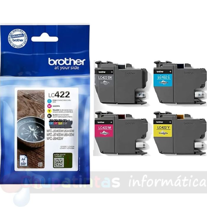 Brother LC422 Pack de 4 Cartuchos de Tinta Originales - LC422VAL-1