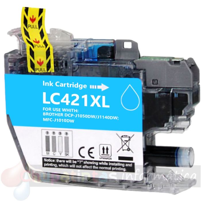 Brother LC421XL Cian Cartucho de Tinta Genérico - Reemplaza LC421XLC