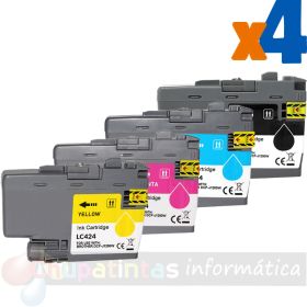 Brother LC424 Pack de 4 Cartuchos de Tinta Genéricos