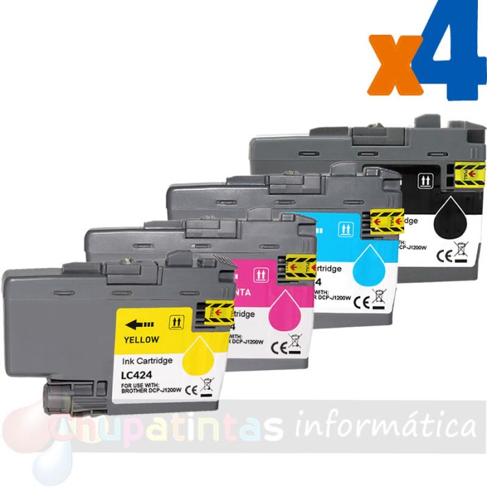 Brother LC424 Pack de 4 Cartuchos de Tinta Genéricos