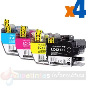 Brother LC421XL Pack de 4 Cartuchos de Tinta Genéricos