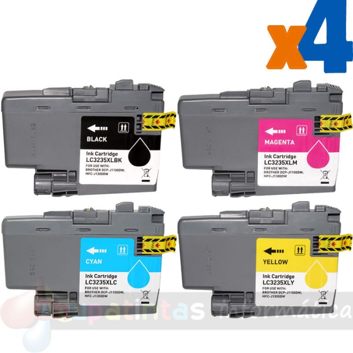 Brother LC3235XL/LC3233 Pack de 4 Cartuchos de Tinta Pigmentada Genéricos