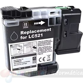 Brother LC521 Negro Cartucho de Tinta Pigmentada Genérico - Reemplaza LC521BK