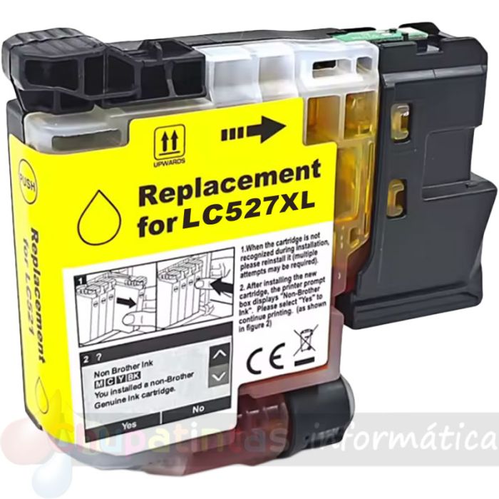 Brother LC527XL Amarillo Cartucho de Tinta Pigmentada Genérico - Reemplaza LC527XLY/LC527Y
