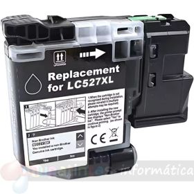 Brother LC527XL Negro Cartucho de Tinta Pigmentada Genérico - Reemplaza LC527XLBK/LC527BK