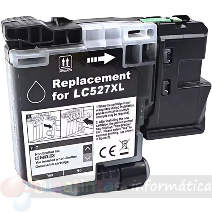 Brother LC527XL Negro Cartucho de Tinta Pigmentada Genérico - Reemplaza LC527XLBK/LC527BK
