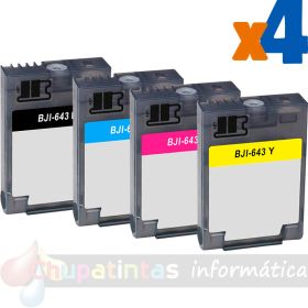 Canon BJI643 Pack de 4 Cartuchos de Tinta Genéricos