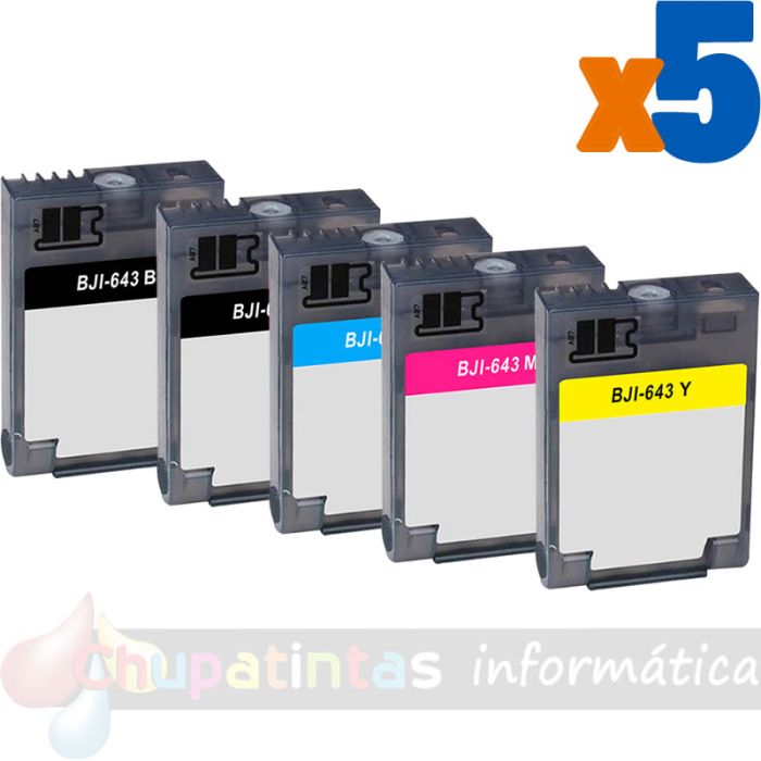 Canon BJI643 Pack de 5 Cartuchos de Tinta Genéricos