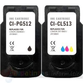 Canon PG512 Negro + CL513 Color Pack de 2 Cartuchos de Tinta Remanufacturados