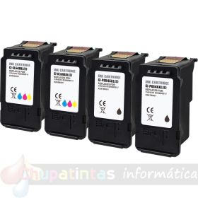 Canon PG545XL Negro + CL546XL Color Pack de 4 Cartuchos de Tinta Genéricos - Muestran Nivel de Tinta